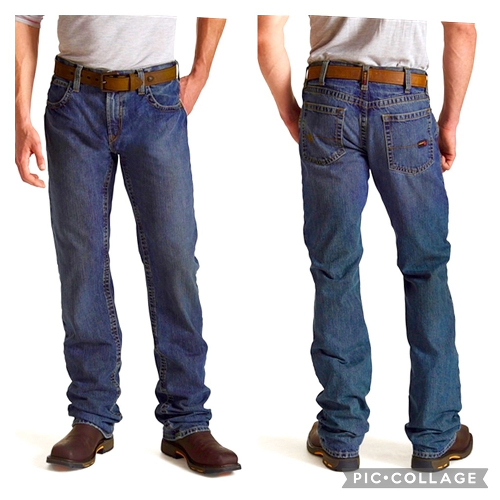 Ariat Work FR M5 Slim Straight Leg Flame Resistant Medium-Dark Wash Jeans 36” 32